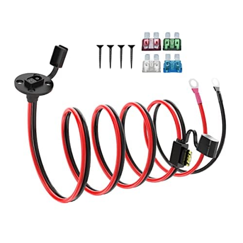 Image of ELFCULB 10AWG 5FT SAE Power Socket Sidewall Port to Ring Terminal Extension Cable with 10A 15A 20A 25A 30A Fuses for Solar Generator, Battery Charger (1.5M)