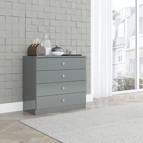 Image of Seconique Denver 4 Drawer Chest in Grey Gloss