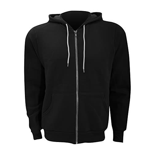 Image of Canvas Unixex Zip-up Polycotton Fleece Hooded Sweatshirt/Hoodie (L) (Black)
