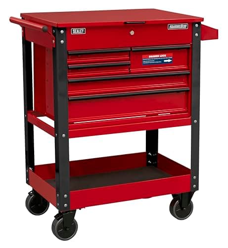 Image of Sealey Heavy-Duty Mobile Tool & Parts Trolley with 5 Drawers and Lockable Top, Overall Size (W x D x H): 940 x 515 x 1050mm, Overall Size (W x D x H): 940 x 515 x 1050mm.