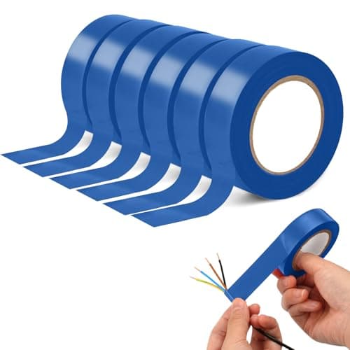 Image of OFFCUP Electrical Tape, 6 Rolls 19mm*20m PVC Insulation Tape, Moisture Waterproof Strong Self-Adhesive Electrical Insulation Tape for Masking Repairing and Protecting Electrical Wires DIY Blue