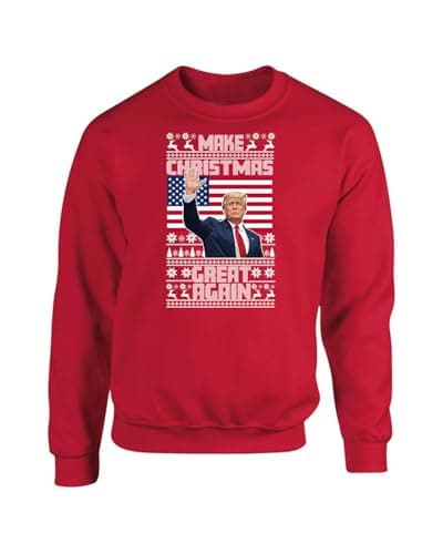 Image of Make Christmas Great Again Sweatshirt, Funny Christmas Trump Jumper, Merry Christmas, Unisex Adults And Kids Top(XXL, Red)