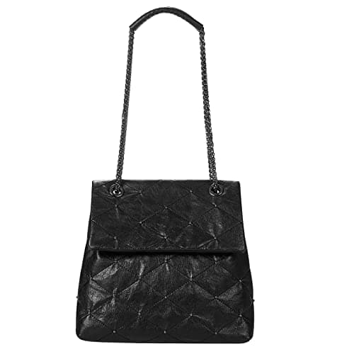 Image of KWANI Lozenge Studded Tote Shoulder bags PU Leather Large Purses Handbag for Women, Magnetic Closure, Black, L