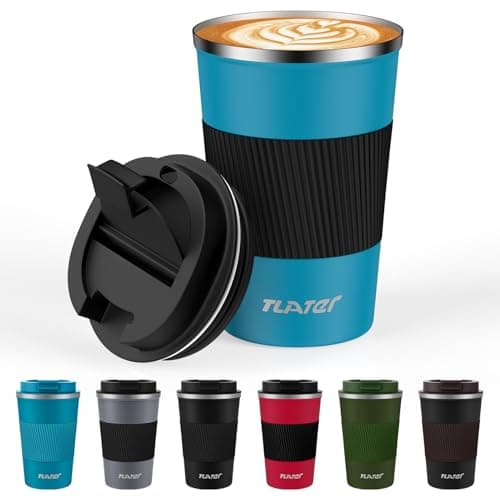 Image of Tlater Travel Mug, 380ml Insulated Coffee Cup with Leakproof Lids - Coffee Travel Mug - Double Walled Vacuum Stainless Steel Coffee Cup for Hot & Cold Drinks, Coffee Water and Tea