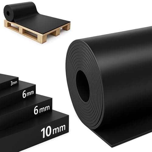 Image of ETM SBR Rubber Mat 120 x 50 cm. 6 mm - Sold by the Metre - Black & Smooth - Building Protection Mat Non-Slip Mat Rubber Floor Mat - Flooring Rubber Plate Rubber Strips