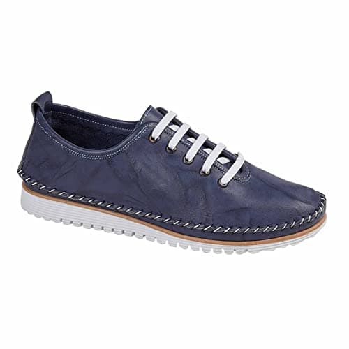 Image of Mod Comfys Womens Softie Leather Casual Shoes with Comfort Insole and Rubber Sole Navy Blue 7 UK