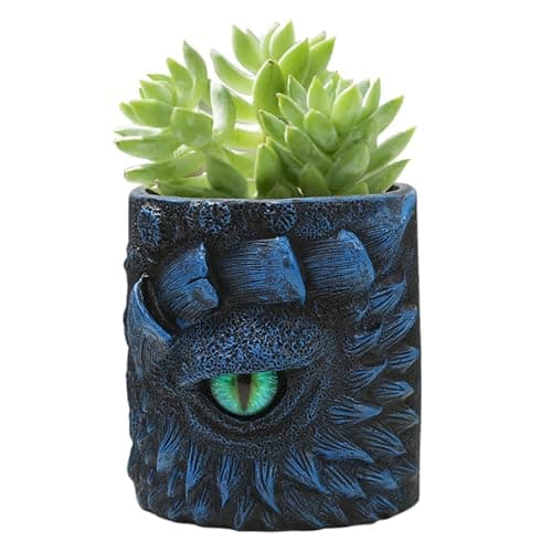 Image of Dragon Eye Flower Pot - Bonsai Plant Planter | Dragon Celtic Gothic Pen Pencil Holder | Decorative Fantasy Resin Makeup Brush Organizer | Creative Vase for Home, Workplace Desk, Shelf, & Table