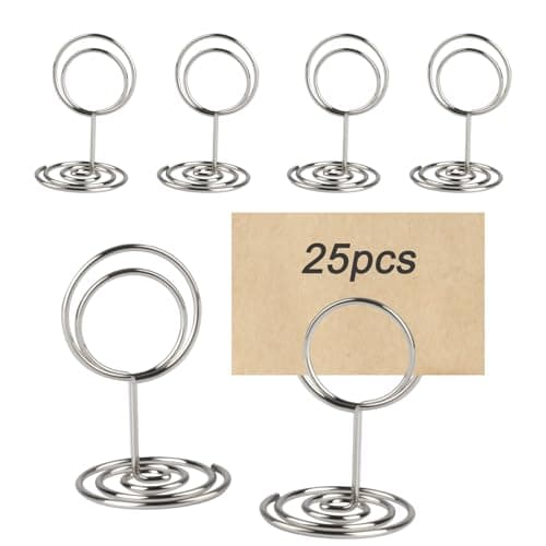 Image of QUIIEOSKIA 25 x Table Number Holders & Table Number Stands, Metal Stands for Place Card Holders & Menu Holders for Tables - Wedding & Party Use