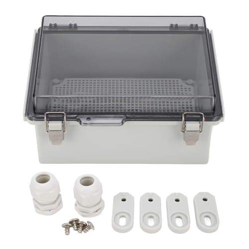 Image of Electrical Enclosure Junction Box, Hinged Shell Transparent Cover Project Enclosure Box Outdoor Waterproof Dustproof Outside Electronics Project Case 220 X 170 X 110mm