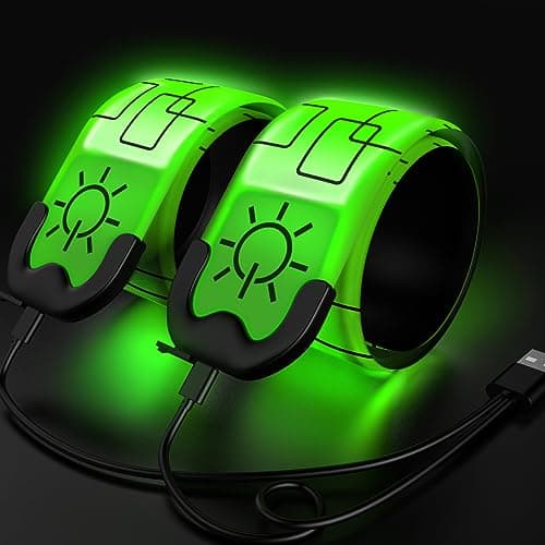 Image of Led Armbands for Running, 2 Pack Running Lights for Runners Rechargeable Reflective Running Gear Light Up Armband High Visibility LED Wristband Bracelet Lights for Kids Joggers Bikers Walkers