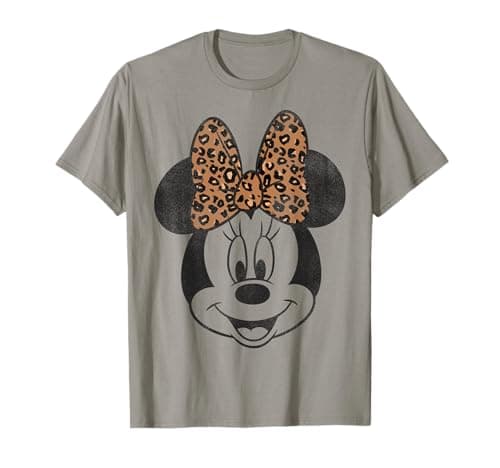 Image of Disney Minnie Mouse Vintage Leopard Print Bow Portrait T-Shirt