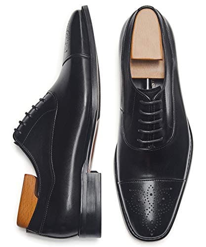 Image of FRASOICUS Men's Dress Shoes Leather Classic Lace Up Oxford Formal Shoes for Men black Size: 11.5