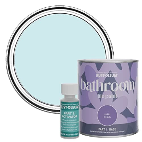 Image of Rust-Oleum Blue Water-Resistant Bathroom Tile Paint in Satin Finish - Duck Egg 750ml