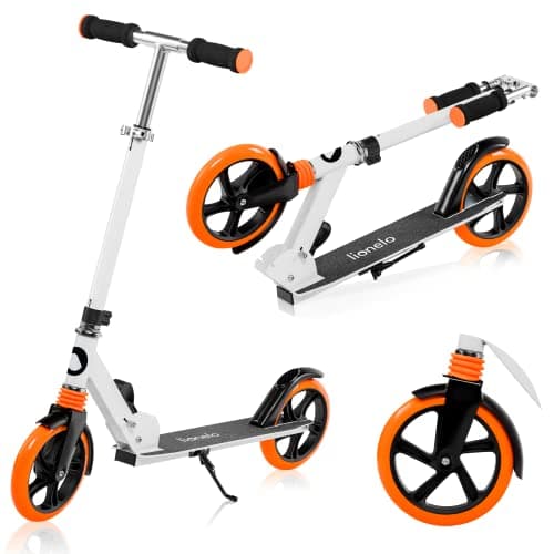 Image of Lionelo Luca Scooter Lightweight only 4kg Foldable and ShockResist for Kids and Teens up to 100kg (220 LBS) Adjustable Handlebar Heights, Non-Slip Platform Rear Brake 20cm (8'') wheels