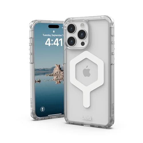 Image of URBAN ARMOR GEAR UAG Designed for iPhone 15 Pro Max Case 6.7" Plyo Ice/White, Built-in Magnet Compatible with MagSafe Charging Rugged Anti-Yellowing Transparent Clear Dropproof Protective Cover
