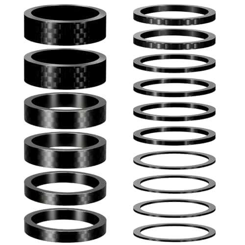 Image of Josojoou 16Pcs Bicycle Headset Spacers 6 Sizes Carbon Fiber Bike Stem Spacers Fits 1-1/8 Inch Stem For Road Bicycle Handlebar Stems (1/2/3/5/8/10mm)