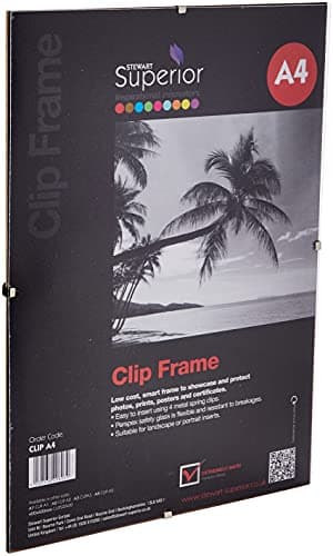 Image of SECO A4 Frameless Clip Frame | Perspex Safety Glass Poster & Picture Frame | Wall Mounted Photo Certificate Display | Landscape or Portrait