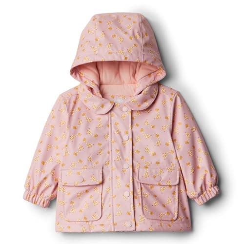Image of Amazon Essentials x Sofia Grainge Girls' Water-Repellent Rain Jacket, Light Pink Giraffe, 3 Years