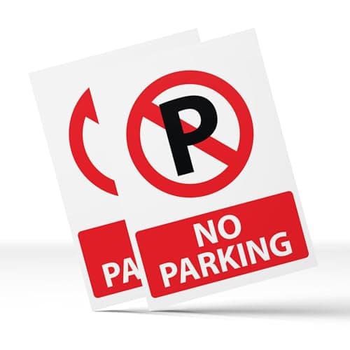 Image of RDLCAR No Parking Sign - 1mm Rigid PVC - Highly Visible Caution Mark for Restricted Parking Areas - Clear and Bold Warning Message - 300mm x 400mm Portrait - Easy to Install, 2-Pack