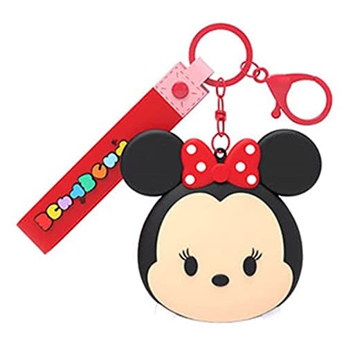 Image of Disney Tsum Tsum 3D Character Design Handy Mirror Keychain with Hand Strap, Metal Chain and Keyring, Minnie Mouse, Medium