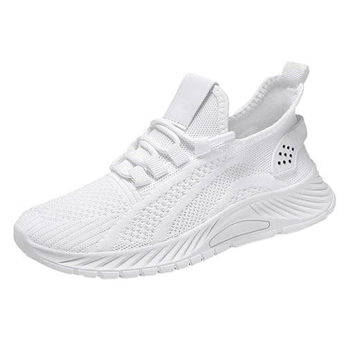 Image of Flatform Trainers Womens Lightweight Slip on Fashion Trainers Non Slip Extra Wide Fit Walking Shoes Comfortable Low Top Suede Tennis Shoes Casual 1p Items White