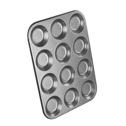 Image of Chef Aid 12 Cup Shallow Bun Tin, Made from Durable and Robust Carbon Steel, Non-Stick Goldflon Coating, 31.5 x 24 cm