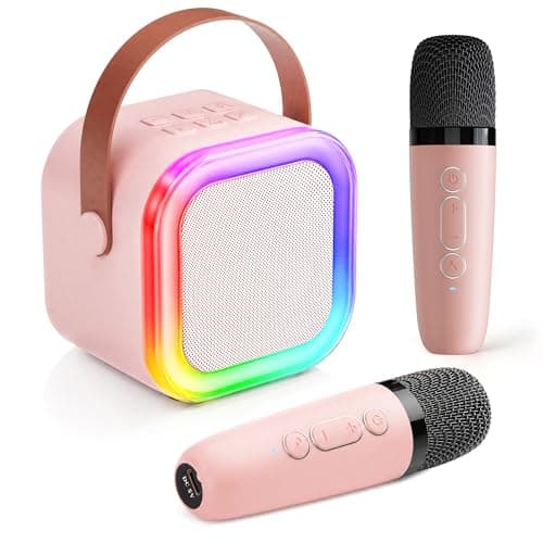 Image of Karaoke Machine for Kids Adults, Mini Karaoke Machine 2 Wireless Microphones, Birthday Gifts for Girls Toys Age 3-15 Year Old, Kids Microphone Toys for 3-12 Year Boys Girls Birthday Presents Teenage