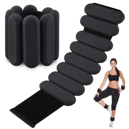 Image of 2 PCS Adjustable Wrist Weights Ankle Weights Set for Exercise Walking Jogging Yoga Aerobics Pilates Weight-Bearing Bracelet Fitness Wristband (Dark, 2lbs/each)