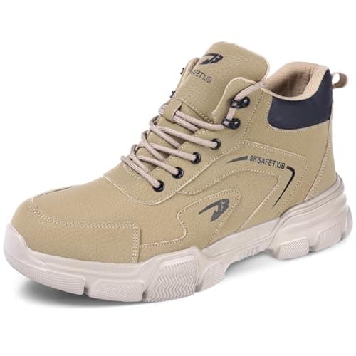 Image of OFFCUP Steel Toe Cap Trainers, Safety Boots, Safety Trainers Mens Work Trainers Safety Shoes Lightweight Comfortable Safety Shoes Industrial Sneakers with Air Cushion, 40CHINA/6UK Brown