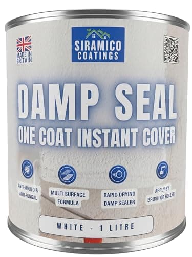 Image of SIRAMICO COATINGS The Dampseal One Coat | 1 Litre I Seals Damp And Mould Stains In One Coat By Brush Or Roller (White)