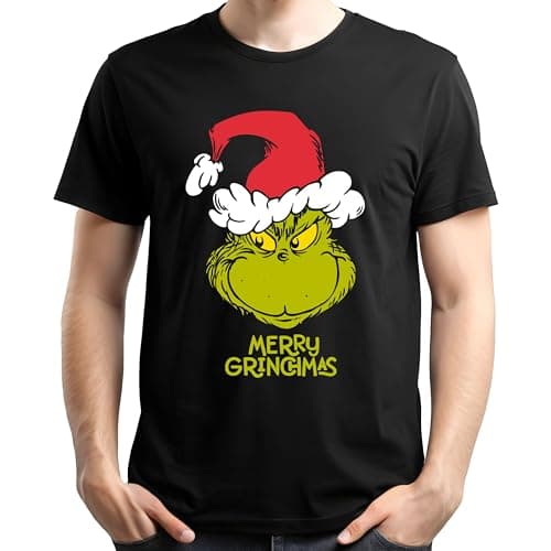 Image of United Labels Grinch Unisex Merry Grinchmas T-Shirt, Black, Round Neck, Shirt Short Sleeve for Men and Women, Top Christmas, black, XL