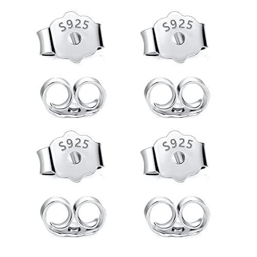 Image of ASH'S CHOICE 925 Sterling Silver Earring Backs Replacements for Posts 4Pairs Pierced Earring Backings Secure for Studs Hypoallergenic Safety Locking Butterfly Earrring Stoppers