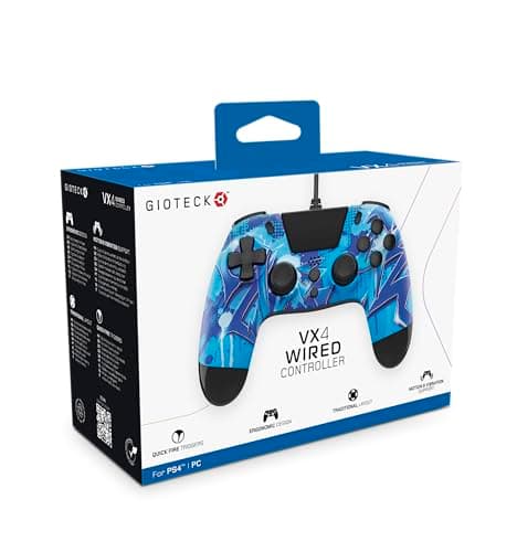Image of Gioteck VX4 Wired Controller for PlayStation 4 (PS4) (Blue Lightning)