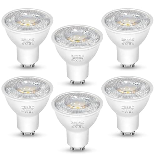 Image of Flaspar GU10 LED Spotlight Bulbs, 7W GU10 LED Bulbs Daylight White 6000K, Equivalent to 60W Halogen Bulb, 38° Narrow Beam Angle, 600LM Energy Saving LED Bulbs, Not-Dimmable, 6Pack