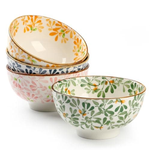 Image of TuYines Cereal Bowls Set of 4,Ceramic Dessert Bowls, 4.75 Inch SmallBowls for Ice Cream, Rice, Soup, Dessert, Microwave and Dishwasher Safe