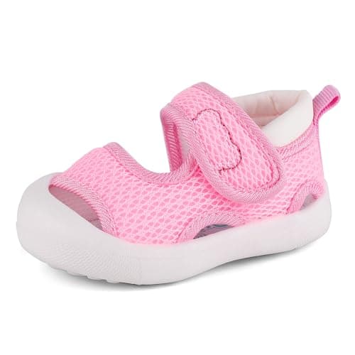 Image of Cheerful Mario Baby Boys Girls Sport Sandals Toddler Summer Shoes Barefoot Trainers First Walking Wide Feet Flexible Sole Pink 4 UK Child