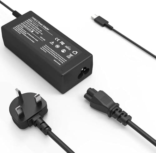 Image of Riabwwox Universal 65W USB C Laptop Charger Compatible with Lenovo Thinkpad x1 Carbon T14 T15 T16 T480 T490 /yoga 720 910 920/Chromebook Type C,Fit for HP Dell Asus Acer Samsung UK Power Adapter Cord