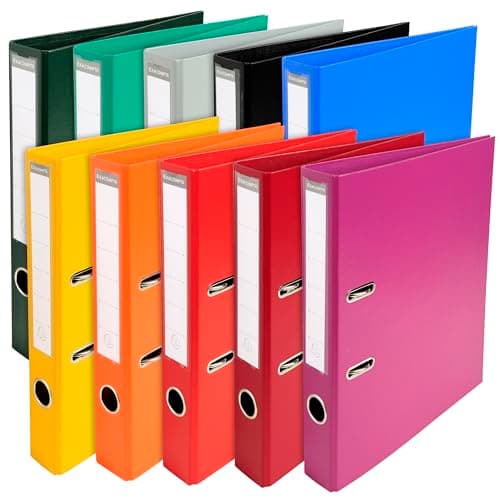 Image of Exacompta - Ref 53054E - Prem'Touch PVC Lever Arch File - 320 x 290mm in Size, 2 Rings, Can Hold A4 Documents, 50mm Spine, 55mm Rings, FSC-Certified - Assorted Vivid Colours (Pack of 10)