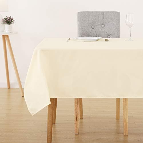 Image of Deconovo Oxford Decorative Wipeable Tablecloth Rectangle Water Resistant Tablecloth for Dinner Table 132x229cm(52x90in) Beige