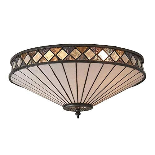 Image of Fargo Medium Tiffany Style Two Light Flush Ceiling Fixture - Interiors 1900 64145