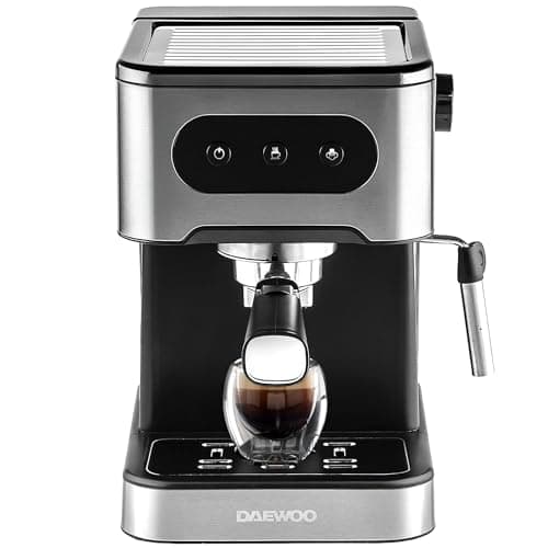 Image of Daewoo 20bar Espresso Coffee Maker With Steam Wand, Barista Quality Coffee, For Ground Coffee