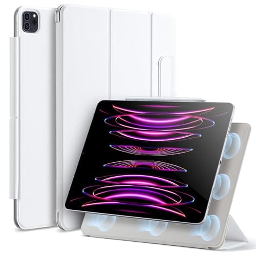 Image of ESR for iPad Pro 12.9 Case (2022/2021/2020, 6th/5th/4th Gen), iPad Air 13 inch Case 2025/2024, Convenient Magnetic Attachment, 2-Way Stand, Full Pencil 2 Support, Rebound Magnetic Cover, White