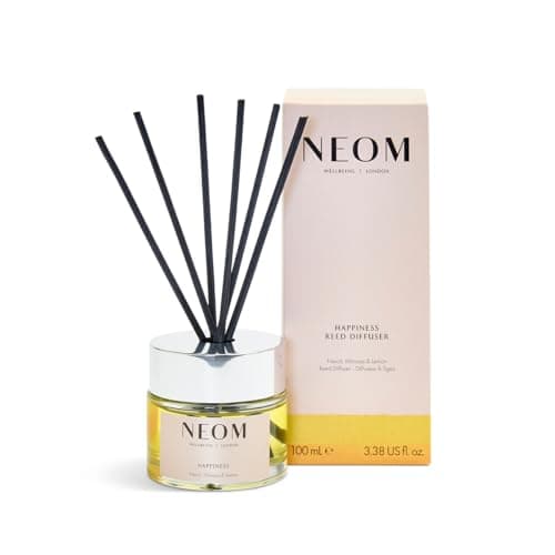 Image of NEOM Happiness Reed Diffuser, 100ml | Neroli, Mimosa & Lemon | 100% Natural Fragrance | Scent to Make You Happy