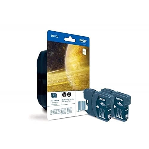 Image of Brother LC-1100BK Inkjet Cartridges, Black, Twin Pack, Standard Yield, Includes 2 x Inkjet Cartridges, Brother Genuine Supplies