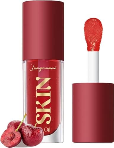 Image of LANGMANNI Moisturizing Lip Oil,No-Sticky Lip Gloss Lip Balm Lip Care,Fruit Flavoured Lip Oil For Dry Lip's Moisturizing Hydrating And Nourishing (Cherry)