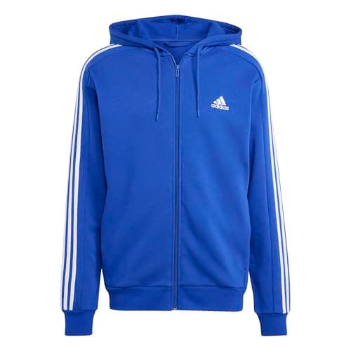 Image of adidas Men's Essentials 3-stripes Fleece Full-zip Hoodie, Semi Lucid Blue/Blue, L