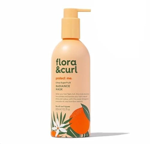 Image of Flora & Curl Citrus Superfruit Radiance Mask | Deep Conditioning Hair Mask with Avocado Oil, Mango Butter, Papaya Oil, Grapefruit, Argan Oil & Bamboo Leaf Extract | For All Curl Types | 300ml