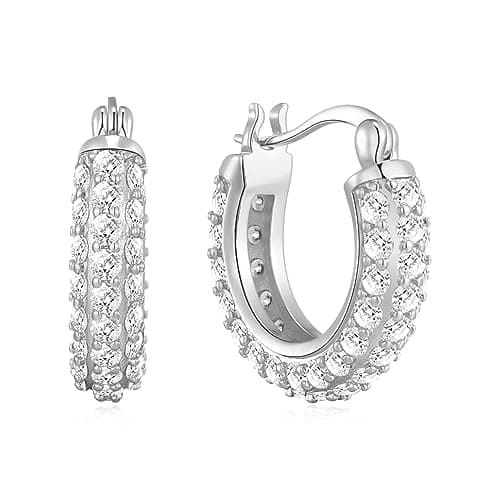 Image of Philip Jones Silver Plated 20mm Pave Hoop Earrings Created with Zircondia® Crystals