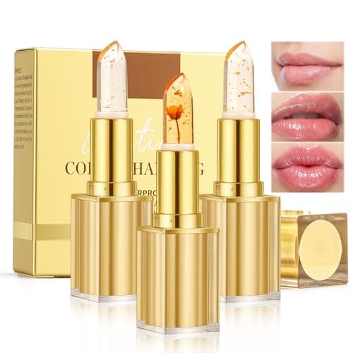 Image of 3Pack Colour Changing Lipstick, PH Adjusting Lipstick, Temperature Reactive Lip Tint, Long Lasting Moisturising Gloss, Natural pH Lip stick with Gold Foil, Hydrating Shine, Smooth Glossy for All Skin