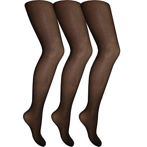 Image of Cindy Women's Ladder Resist Tights with Panel Gusset (3 Pair Pack) (X-Large (48"-54" Hip), Barely Black)